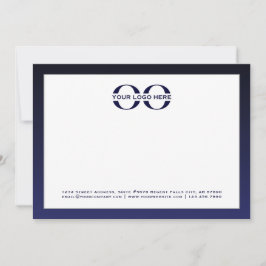 Business Logo Navy White 5x7ノートカード ノートカード