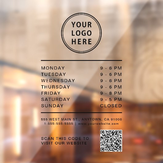 Business Logo Open Hours Create Your QR Code ウィンドウサイン (シート2)