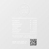 Business Logo Open Hours QR Code White Lettering ウィンドウサイン (シート)