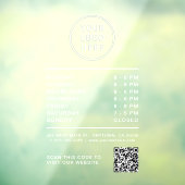Business Logo Open Hours QR Code White Lettering ウィンドウサイン (シート3)