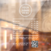Business Logo Open Hours QR Code White Lettering ウィンドウサイン (シート2)