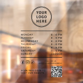 Business Logo Open Hours Social Media QR Code ウィンドウサイン (シート2)