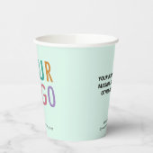 Business Logo Paper Cups Custom Mint Green 8 oz 紙コップ (左)