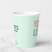Business Logo Paper Cups Custom Mint Green 8 oz 紙コップ (右)