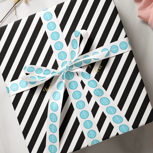 Business Logo Pattern Officeパーティー白 サテンリボン