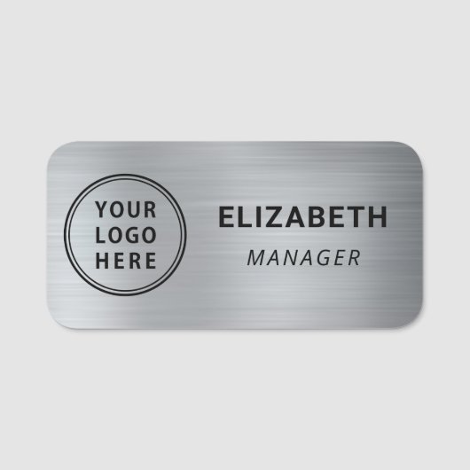 Business Logo Professional Silver 名札 (正面)