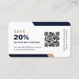 Business Logo Promotional Modern Navy Blue & Gold 割引カード