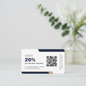 Business Logo Promotional Modern Navy Blue & Gold 割引カード (スタンド正面)