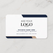 Business Logo Promotional Modern Navy Blue & Gold 割引カード (裏面)
