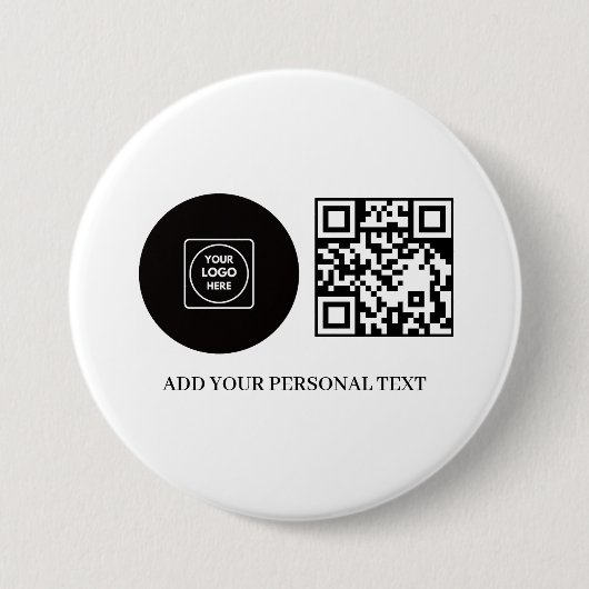 Business Logo Promotional QR Code Text Button 缶バッジ (正面)
