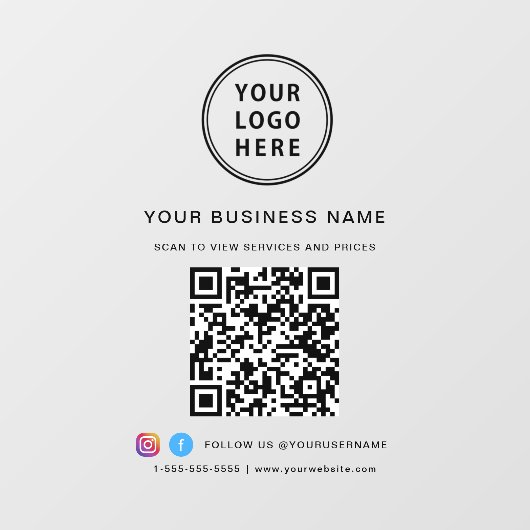 Business Logo QR Code ウィンドウサイン (シート)