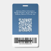 Business Logo QR Code Barcode Blue Photo ID バッジ (裏面)