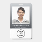 Business Logo QR Code Barcode Gray Photo ID バッジ (正面)