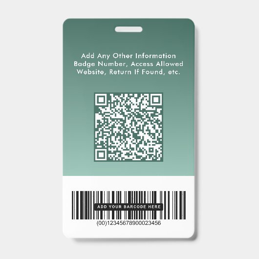 Business Logo QR Code Barcode Green Photo ID バッジ (裏面)
