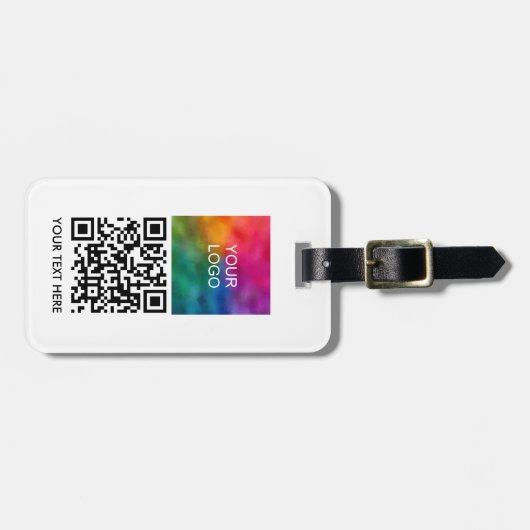 Business Logo QR Code Barcode Name Text Template ラゲッジタグ (正面横)