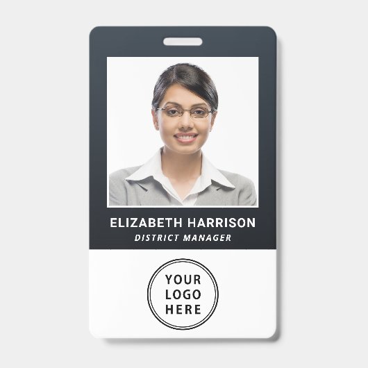 Business Logo QR Code Barcode Photo ID バッジ (正面)