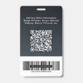 Business Logo QR Code Barcode Photo ID バッジ (裏面)