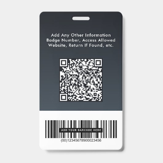 Business Logo QR Code Barcode Photo ID バッジ (裏面)