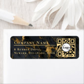 Business Logo Qr Code Black Agate Return Address ラベル (インサイチュ)