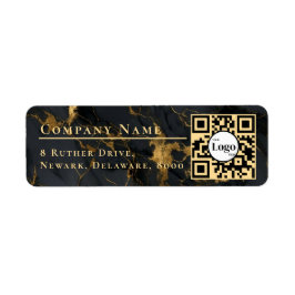 Business Logo Qr Code Black Agate Return Address ラベル