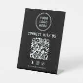 Business Logo QR Code Black Tabletop 台座サイン (正面)