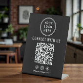 Business Logo QR Code Black Tabletop 台座サイン