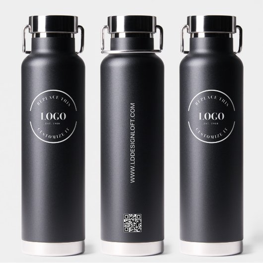 Business Logo QR code black Tradeshow giveaway  ウォーターボトル