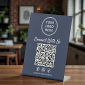 Business Logo QR Code Blue Tabletop 台座サイン