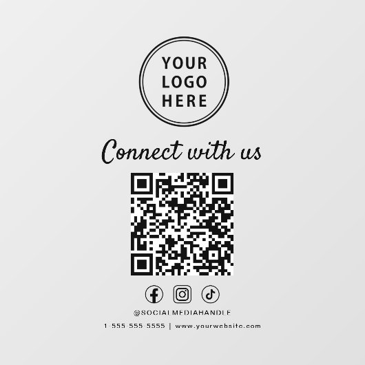 Business Logo QR Code Connect With Us ウィンドウサイン (シート)