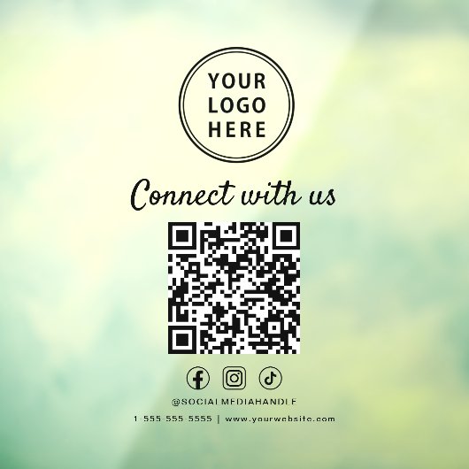 Business Logo QR Code Connect With Us ウィンドウサイン (シート3)
