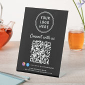 Business Logo QR Code Connect With Us Tabletop 台座サイン (インサイチュ)