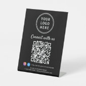 Business Logo QR Code Connect With Us Tabletop 台座サイン (正面)