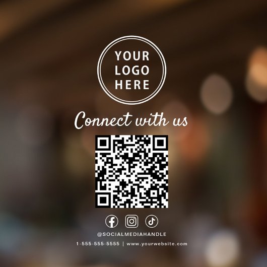Business Logo QR Code Connect With Us White ウィンドウサイン