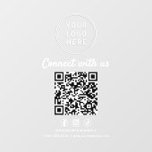 Business Logo QR Code Connect With Us White ウィンドウサイン (シート)