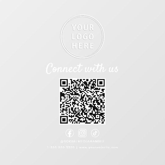 Business Logo QR Code Connect With Us White ウィンドウサイン (シート)