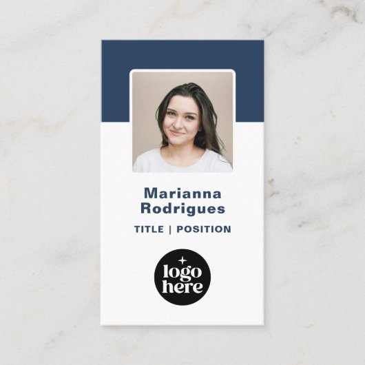 Business Logo QR Code Custom Employee Photo 名刺 (正面)