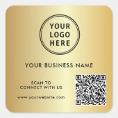 Business Logo QR Code Gold スクエアシール (正面)