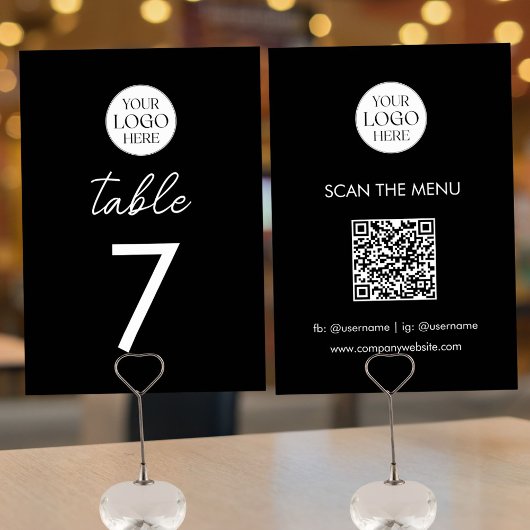 Business Logo QR Code Menu Modern Minimalist テーブルナンバー