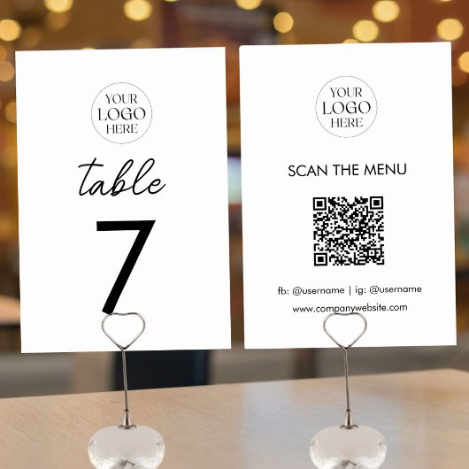 Business Logo QR Code Menu Modern Minimalist テーブルナンバー