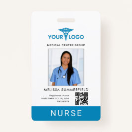 Business Logo QR Code Nurse Employee Photo ID バッジ