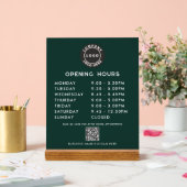 Business Logo QR Code Opening Hours Green アクリルサイン (ウェディング)