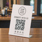 Business Logo QR Code Pink Tabletop 台座サイン