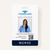 Business Logo QR Code Registered Nurse Photo ID バッジ (正面)