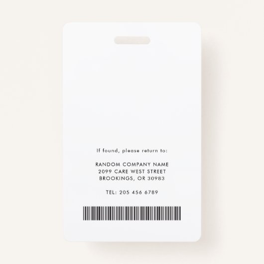 Business Logo QR Code Registered Nurse Photo ID バッジ (裏面)