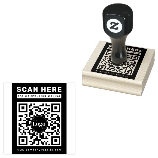 Business Logo Qr Code Scan Me Maintenance Manual ラバースタンプ (押印)