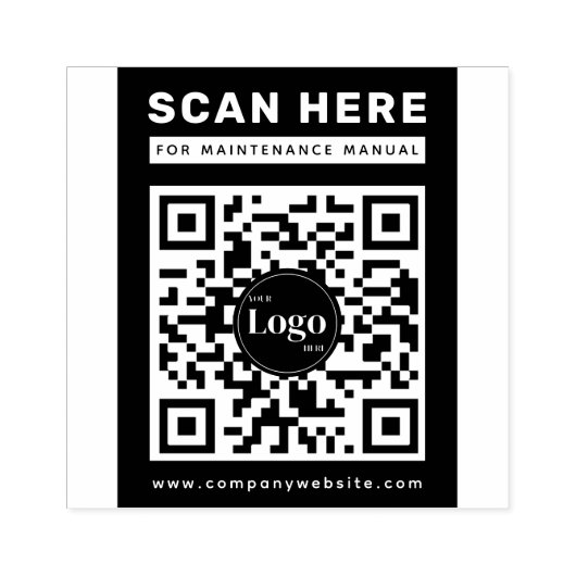 Business Logo Qr Code Scan Me Maintenance Manual ラバースタンプ (インプリント)