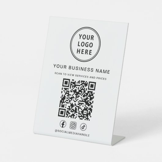 Business Logo QR Code Social Media 台座サイン (正面)