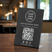 Business Logo QR Code Social Media Black 台座サイン