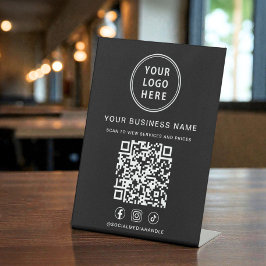 Business Logo QR Code Social Media Black 台座サイン