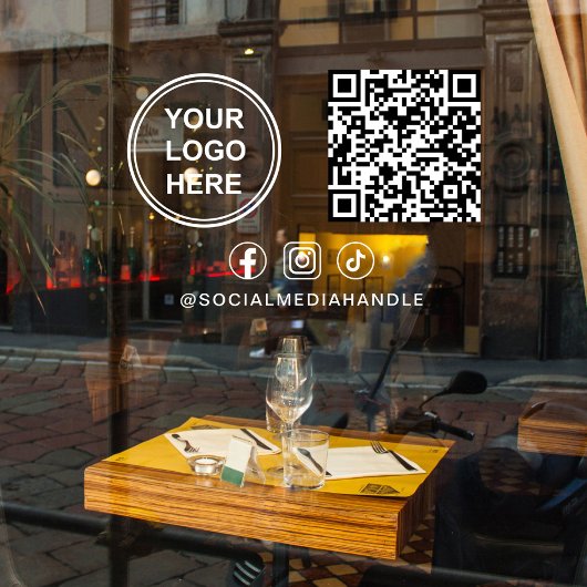 Business Logo QR Code Social Media Horizontal ウィンドウサイン